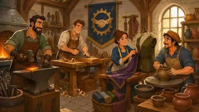 Guild - An association of people with similar interests, jobs, or crafts. (संघ)