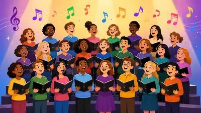 Chorus - A group of singers singing together; repeated words in a song.