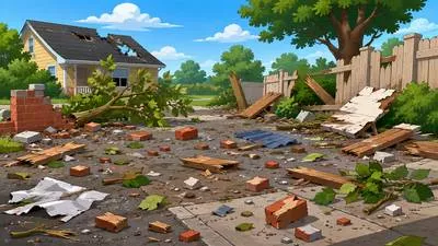 Debris - Broken pieces left after something has been destroyed.