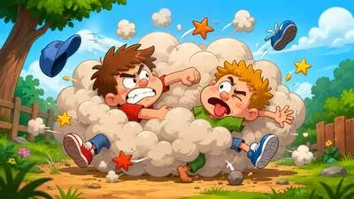 Brawl - A noisy and violent fight; to fight noisily. (झगड़ा; मारपीट करना)