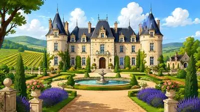 Chateau - A large French country house or castle. (महल)