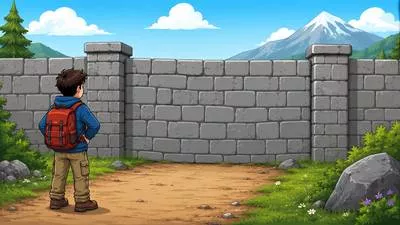 Barrier - Something that blocks or prevents movement, progress, or access. (बाधा)