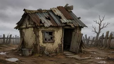 Hovel - A small, dirty, and poor house.