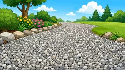 Gravel - Small loose stones, often used on paths or roads.