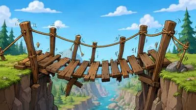 Rickety - Weak, shaky, and likely to fall or break.