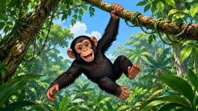 Simian - Related to or resembling a monkey or ape.