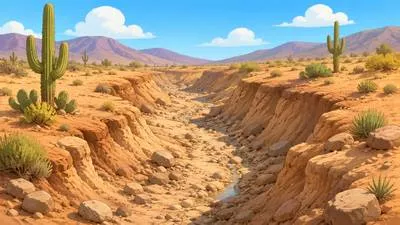 Arroyo - A dry stream bed or a small steep-sided channel, usually in a desert area.