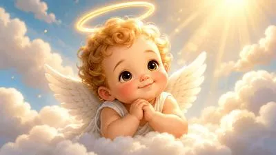 Cherubic - Having a sweet, innocent, and childlike beauty. (देवदूत जैसा सुंदर और मासूम)