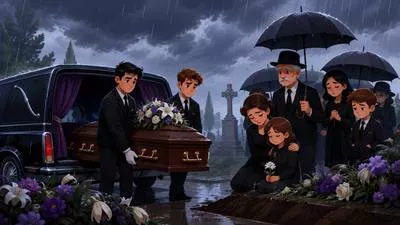 Funereal - Gloomy, solemn, or mournful like a funeral.