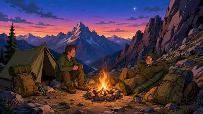 Bivouac - A temporary camp, especially one used by soldiers or travellers.