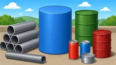 Cylindrical - Having the shape of a cylinder, with straight sides and circular ends. (बेलनाकार)