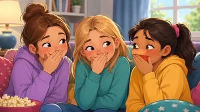 Titter - Laugh quietly in a nervous, embarrassed, or partly suppressed manner. (घबराहट या संकोच में धीमे से हँसना) 