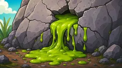 Ooze - To flow or leak slowly through a small opening.