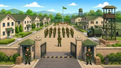 Cantonment - A military camp or permanent station where soldiers live.