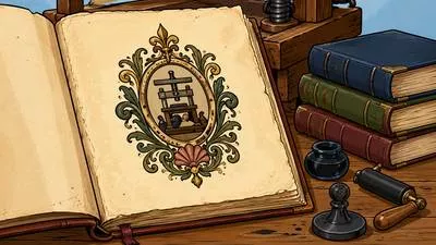 Colophon - An inscription or statement at the end of a book giving information about its publication, or a publisher’s identifying emblem.