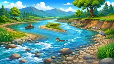 Fluvial - Relating to rivers or produced by the action of flowing water.