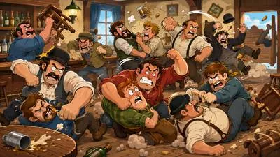 Donnybrook - A noisy, uncontrolled fight or public quarrel involving several people. (हंगामेदार लड़ाई) 
