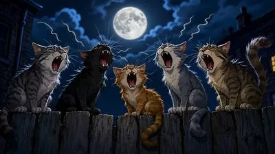 Caterwaul - To make a loud, shrill, and unpleasant wailing sound or complaint. (ज़ोर से कर्कश स्वर में विलाप या शिकायत करना) 