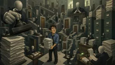 Kafkaesque - Nightmarishly complicated, bizarre, illogical, and often involving oppressive bureaucracy.