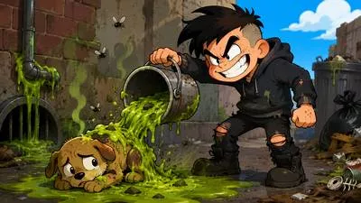 Vile - Extremely unpleasant, wicked, or morally bad. (घृणित या दुष्ट)