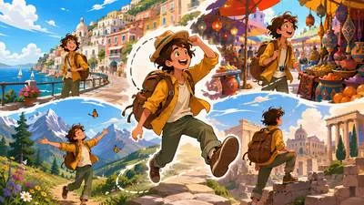 Gallivant - To travel or roam from place to place in search of pleasure or entertainment.