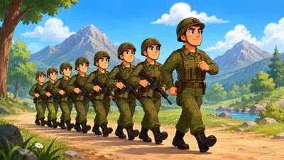 Platoon - A military unit consisting of a group of soldiers commanded by an officer. (सैनिक टुकड़ी)