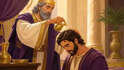 Anoint - To apply oil to someone as part of a religious ceremony or formally appoint someone to an important position. (अभिषेक करना)