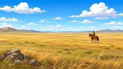Steppe - A large area of flat, treeless grassland, especially in Europe and Asia.