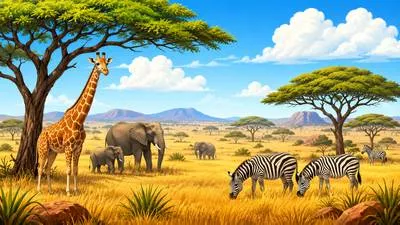 Savanna - A tropical grassland with widely scattered trees. (छिटपुट वृक्षों वाला उष्णकटिबंधीय घास का मैदान)