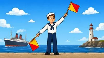 Semaphore - A system of communicating messages through flags, lights, or moving signals.