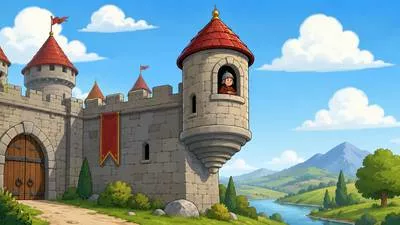 Turret - A small tower projecting from the wall or roof of a building.