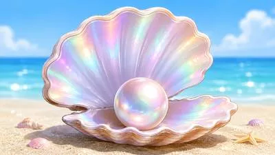 Pearlescent - Having a soft, shining, iridescent appearance resembling a pearl.