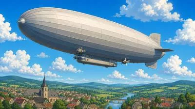 Zeppelin - A large rigid airship filled with gas.