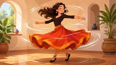 Gyrate - To move rapidly in a circle or spiral. (गोल-गोल घूमना)