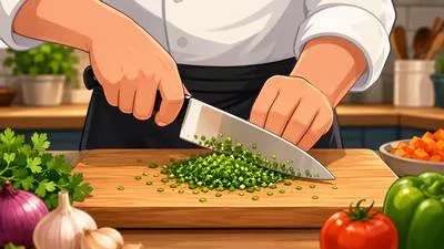 Mince - To cut food, especially meat, into very small pieces. (बारीक टुकड़ों में काटना)