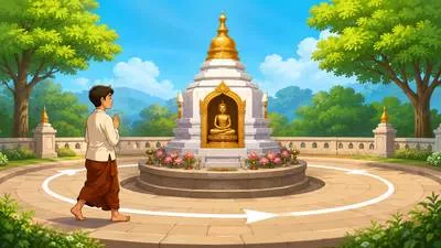 Circumambulate - Walk all the way around something, especially as part of a ritual. (परिक्रमा करना)