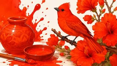 Vermilion - A brilliant red or scarlet colour.