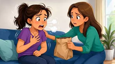 Hyperventilate - Breathe too quickly and deeply, often because of fear, stress, or excitement. (अत्यधिक तीव्र श्वास लेना)