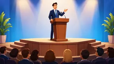 Podium - A raised platform on which a person stands to speak, perform, or receive an award.