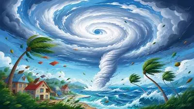 Cyclone - A violent storm with strong winds rotating around a low-pressure centre.