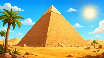 Pyramid - A solid shape with a polygonal base and triangular sides meeting at a point; also, a monumental structure of this shape.
