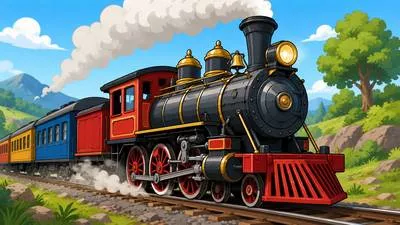 Locomotive - A railway engine that pulls or pushes a train.