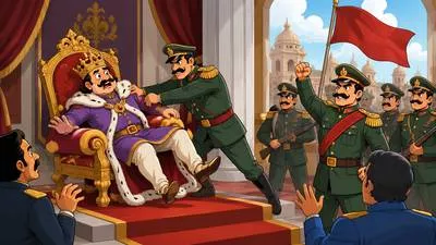 Coup - A sudden and illegal seizure of political power from a government. (तख्तापलट)