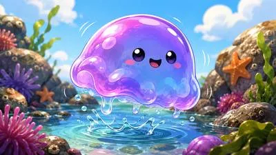 Gelatinous - Having a soft, thick and jelly-like consistency. (जेली जैसा)