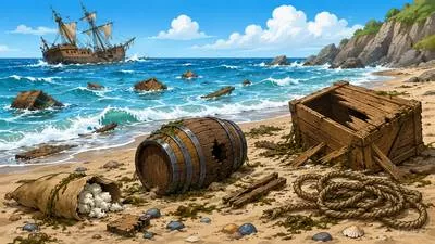 Jetsam - Goods deliberately thrown from a ship into the sea, especially to lighten it during an emergency.