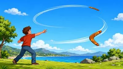 Boomerang - A curved throwing weapon that can return to the thrower; to produce an unintended result that harms the originator.