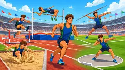 Decathlon - An athletic competition consisting of ten different track-and-field events. (दस स्पर्धाओं वाली एथलेटिक प्रतियोगिता)