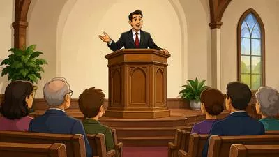 Pulpit - A raised platform from which a preacher delivers a sermon in a church.