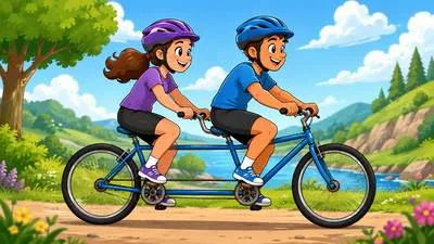 Tandem - A pair of people or things working together or arranged one behind the other. (साथ मिलकर काम करने वाली जोड़ी)