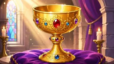 Chalice - A large ornamental cup, especially one used in religious ceremonies. (पवित्र प्याला)